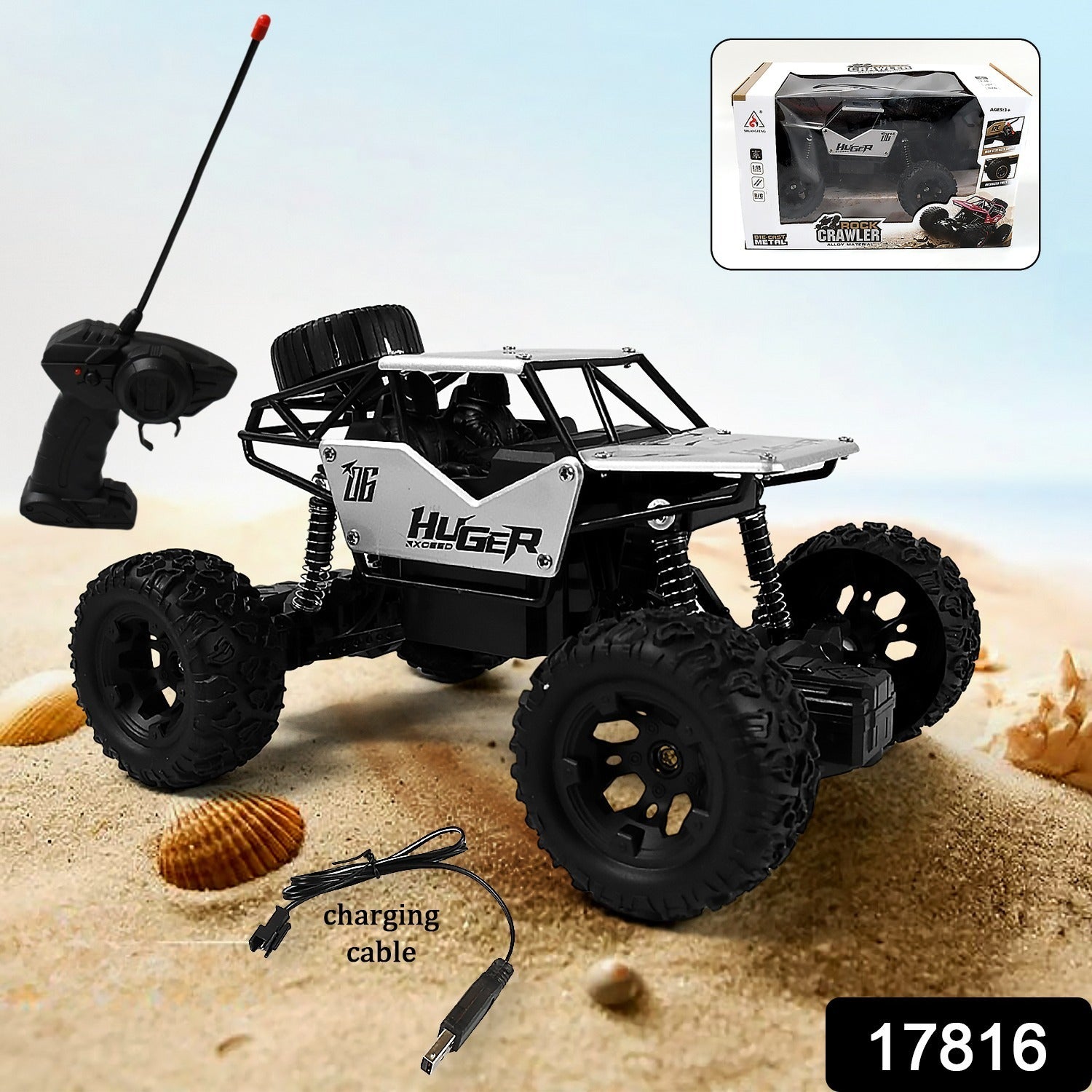 17816 1:18 Scale Rock Crawler Monster RC Truck All Terrain Stunt Racing Car Rechargeable Indoor Outdoor Toy Car 17816 1:18 Scale Rock Crawler Monster RC Truck All Terrain Stunt Racing Car Rechargeable Indoor Outdoor Toy Car